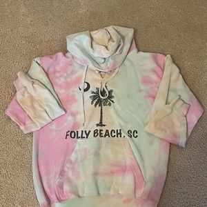 Folly beach tie die hoodie